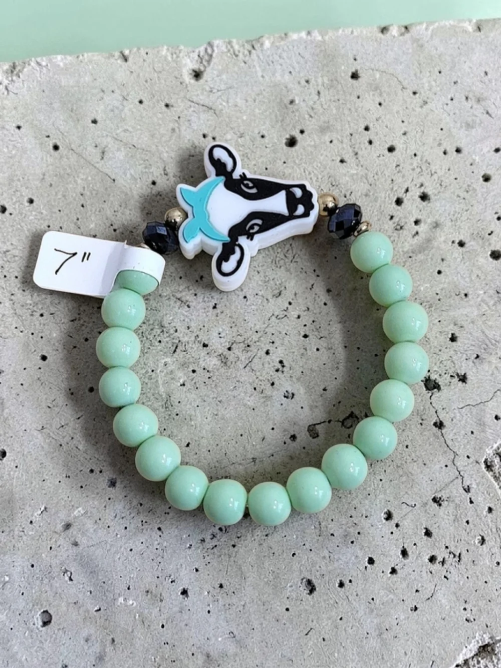 Hand Crafted Cow Charm Beaded Bracelet - Kids Accessories - Picture 4 of 4
